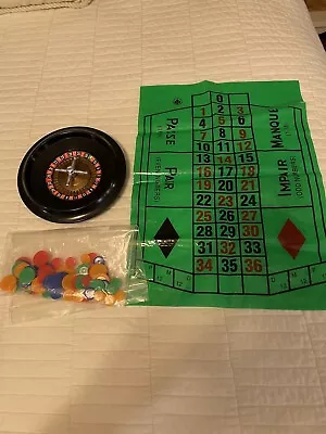 Vintage 7” Plastic Roulette Wheel W/ Mat Chips Balls Not Included • $7