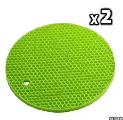 £2.99 • Buy 2 Silicone Heat Resistant Mats Heat Proof Hot Pot Pan Round Pads Non Slip Trivet
