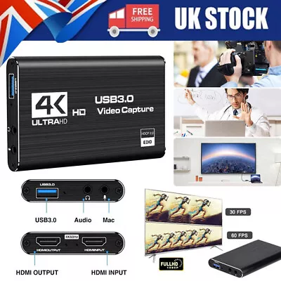 £22.07 • Buy 4K Audio Video Capture Card USB HDMI-compatible Video Capture Full HD Recorder
