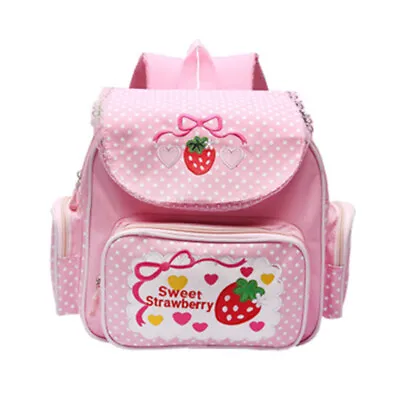 Lolita Girls Strawberry Kawaii Backpack School Bag JK Uniform Pink Satchel Gift • £25.19