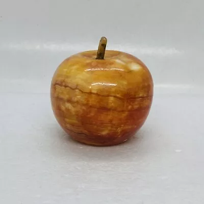 Vintage 1970s Solid Marble Stone Apple Paperweight Orange Tone 3” Heavy 33 • $55.22