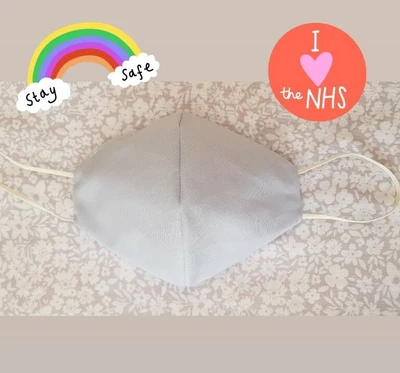 £6 • Buy Adult Light Grey Face Mask Protection Reversible Washable Double Layer Cotton 