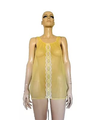 Vtg 1960s Sheer Yellow Chiffon Babydoll Nightie Medium Lingerie Nightgown • $19.99