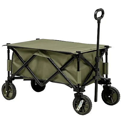 Outsunny Folding Wagon Garden Cart Collapsible Camping Trolley For Outdoor • £68.99