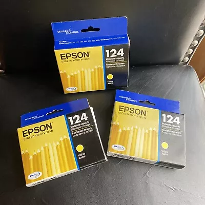 Lot Of 3 • Genuine Epson 124 Yellow Ink Cartridge Cartridges Exp 11/2023 • $9.95
