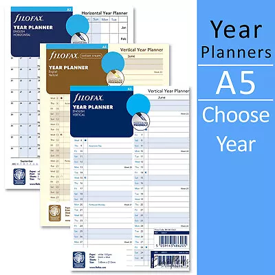 Filofax A5 Refill 2024 Or 25 Diary Year Planner Vertical Or Horizontal - Uk • £5.75
