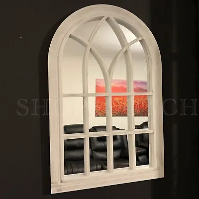 £22.99 • Buy Rustic White WINDOW Mirror Large Arched White Window Style Wall Mirror Brushed