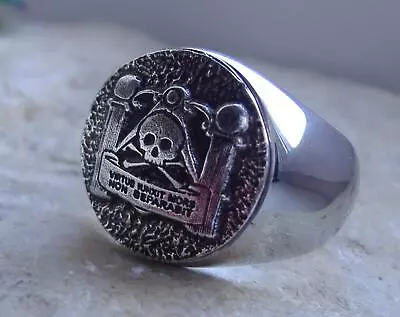 Masonic Mason Lodge Pillars Ring Skull Mori Signet Degree Pin Medal  [ D56 ] • $49