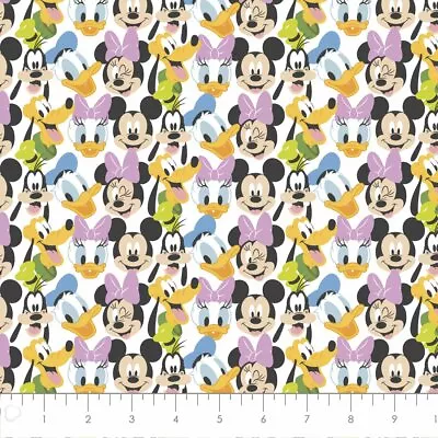 Disney's Mickey Mouse Here Comes The Fun Cotton Fabric By The Yard • £14.43