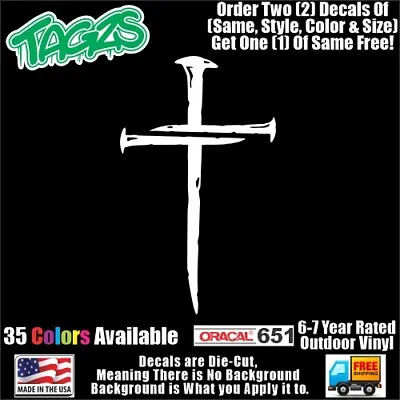 $7.99 • Buy Nail Christian Cross Jesus DieCut Vinyl Window Decal Sticker Car Truck SUV JDM