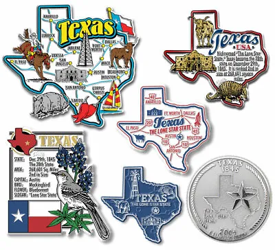 Texas Six-Piece State Magnet Set By Classic Magnets Includes 6 Designs • $19.99