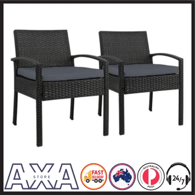 $218.81 • Buy Set Of 2 Outdoor Dining Chairs Wicker Chair Patio Garden Furniture Lounge