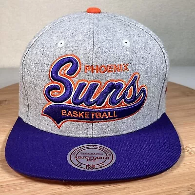 Phoenix Suns Mitchell & Ness Hat Cap Hardwood Classic Gray Purple Strapback EUC • $17.48