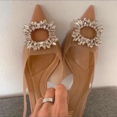 $89 • Buy Zara Woman Embellished Vinyl Heeled Shoes Ref. 2221/012 US8 US6,5