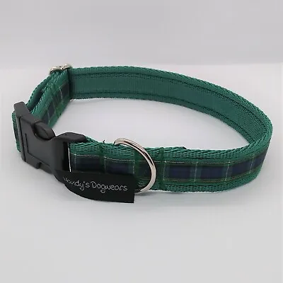 Campbell Scottish Green Tartan Dog Collar Or Set S M L Handmade In Scotland • £7.49