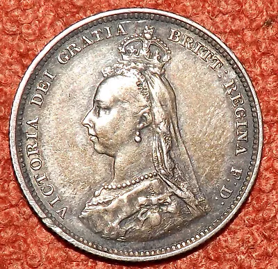 1887  Victoria Jubilee Head .925 Silver Shilling  -- GOOD Collectable Grade • £2.99