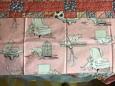 1/4 Yard Of Bad Kitty Fabric By Michael Miller - White On Pink • $5