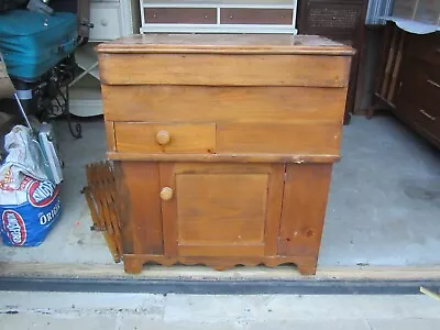 Unique Vtg Wood Ice Chest Cabinet Flip Top Read All No Ship • $250