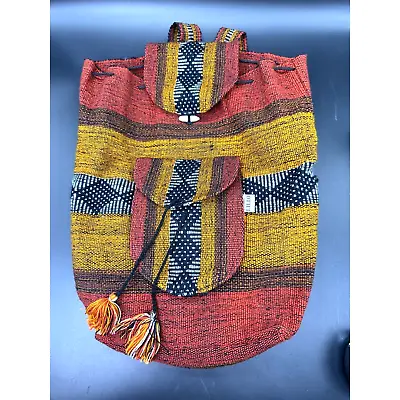 Lillo Mexican Woven Backpack Bag EUC Orange • $18.40