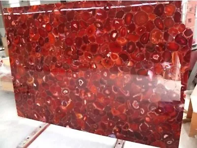 Dining Table Top Epoxy Art With Red Agate Square Marble Bathroom Slab For Home • $1954.15