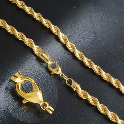 Women18K Gold 4MM Twisted Rope Long Chain Necklace Men Charm Jewelry Gift 16-30  • $2.52