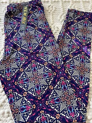 Womens One Size Buttery Soft Graphic Pattern Purple Tribal Aztec Print Leggings • $11.95