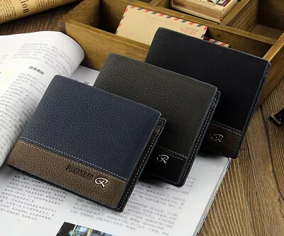 Men PU Leather Bifold Wallet Short Purse Coin Bag Pockets Card Holder Money Clip • $9.99