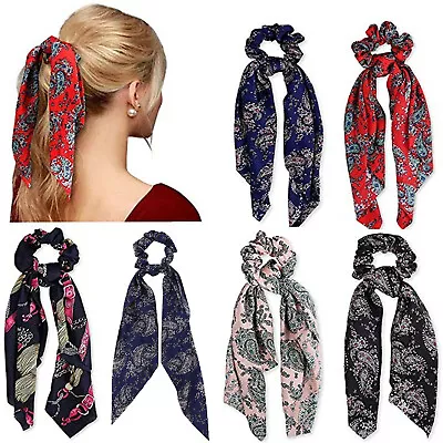 £1.19 • Buy Floral Scrunchie Scarf Hair Bow Ponytail Elastic Boho Hairband Rope Ribbon Ties