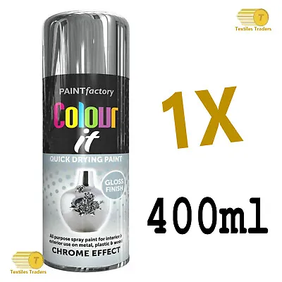 NEW 1x Chrome Foil Mirror Effect Gloss Auto Spray Paint DIY Car Aerosol 400ml • £5.75