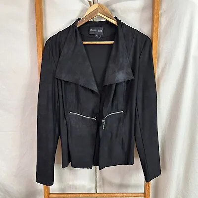 Frank Lyman Jacket Womens 12 Black Long Sleeve Open Front Collared • $49.45