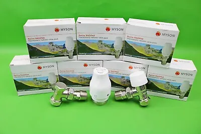 Myson Petite 15mm TRV Angled Radiator Valve & Lockshield PETPAK15N Multibuy • £15.99