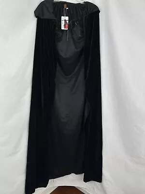 Crizcape Black Velvet Hooded Cloak Cape Cosplay Halloween Adult Unisex • $16.89