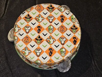 Vintage Holiday Halloween Pictures Tin Metal Tambourine Noisemaker • $200