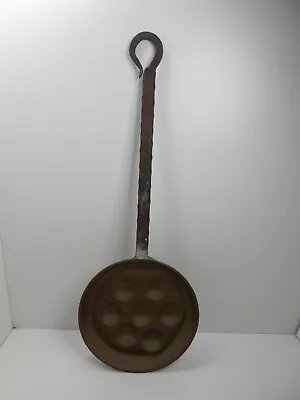 Vintage Copper Dutch Pancake Poffertjes Pan Cooking Pot Cast Iron Handle • $95