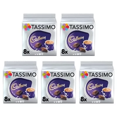 Tassimo Hot Chocolate Pods Cadbury T Discs 5 Packs (40 Drinks) • £24.58