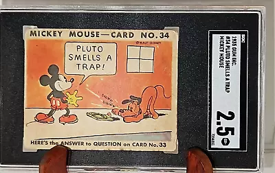 1935 MICKEY MOUSE #34 Gum Card Type II Pluto Smells A Trap! SGC Graded 2.5 • $249.99