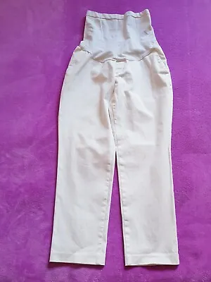 A Pea In The Pod Maternity Size M Over Bump Chinos Trousers L25  - White • £6.50