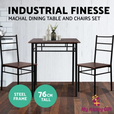 $125.66 • Buy Artiss Dining Table And Chairs Set Kitchen Chair Restaurant Wooden Metal Black
