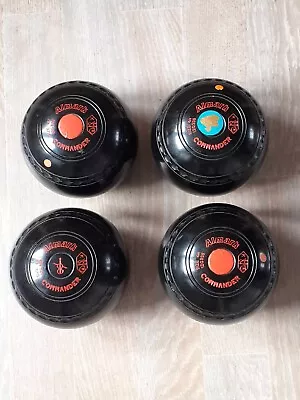 Set Of 4 Almark Commander Lawn Bowls - Size 4 Heavy With Grips (Black) • £45