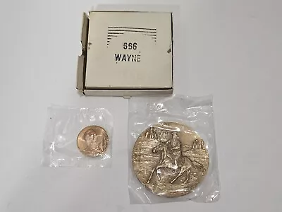 John Wayne 3  Inch Bronze Vintage Medallion The Duke Original Box W/ Extra Coin • $39.99