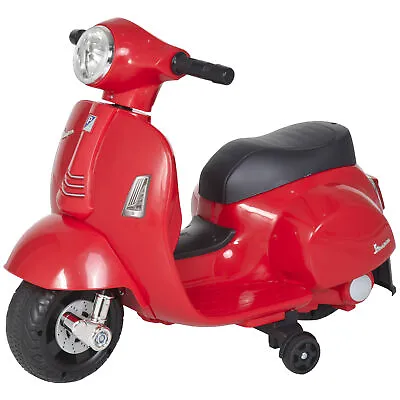 HOMCOM Vespa Licensed Kids Ride On Motorcycle 6V Battery Powered Electric Toys • £51.99