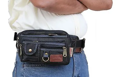 Brown Canvas Fanny Pack Army Men Hiking Waist Belt Belly Bag 106 Medium Size  • $24.99