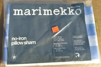 Marimekko By Dan River Vintage (1) Pillow Sham Case Blue White Stripes • $24.95