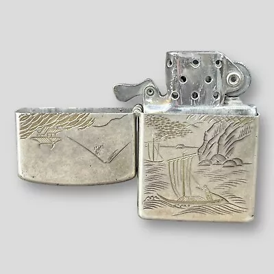 Vintage Japanese Zippo Lighter Sterling Silver .950 Pat. 2517191 Made In USA • $53.55