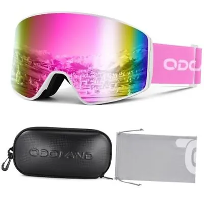  Ski Goggles UV Protection Snowboard Goggles White Frame Pink Lens Vlt 15% • $38.49