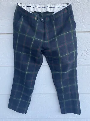 Lauren Ralph Lauren Slim Fit Pants Tartan Plaid Green/Blue 100% Wool Mens 40X32 • $59.95