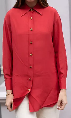 £795 • Buy Chanel Gold Buttons Shirt Red Size 14