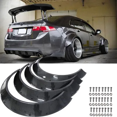4x Flexible 4.5  Carbon Fiber Fender Flares Wide Wheel Arches For Acura TSX RSX • $99.55