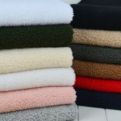 1x1.5M Faux Lamb Wool Fur Sherpa Fleece Fabric Lining Craft Cloth Warm Soft Cosy • £21.35