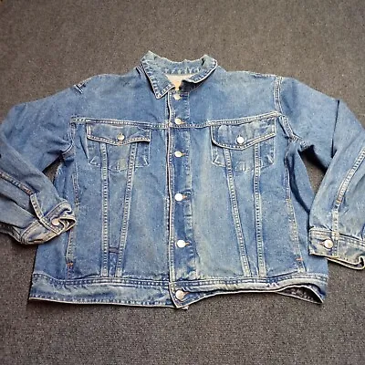 VTG Marithe Girbaud Francois Denim Trucker Jacket Men Large Blue Jean Stone Wash • $104.98